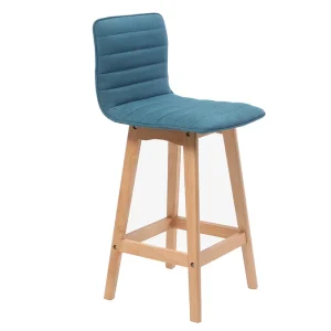 a Prix Discount Tabouret De Bar Design Bois Et Bleu Canard 65 Cm (lot De 2) EMMA 17
