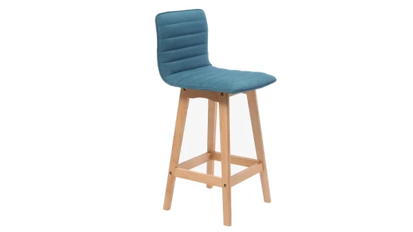 a Prix Discount Tabouret De Bar Design Bois Et Bleu Canard 65 Cm (lot De 2) EMMA 5