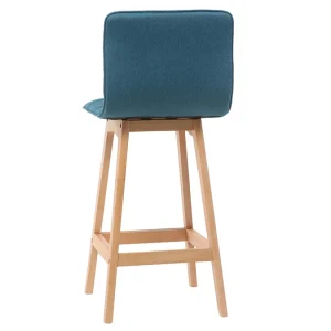 a Prix Discount Tabouret De Bar Design Bois Et Bleu Canard 65 Cm (lot De 2) EMMA 19