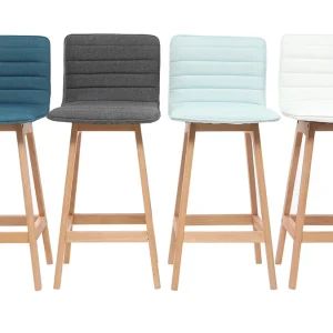a Prix Discount Tabouret De Bar Design Bois Et Bleu Canard 65 Cm (lot De 2) EMMA 23