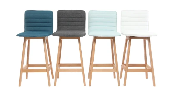 a Prix Discount Tabouret De Bar Design Bois Et Bleu Canard 65 Cm (lot De 2) EMMA 8
