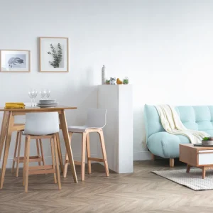 a Prix Discount Tabouret De Bar Design Bois Et Bleu Canard 65 Cm (lot De 2) EMMA 25