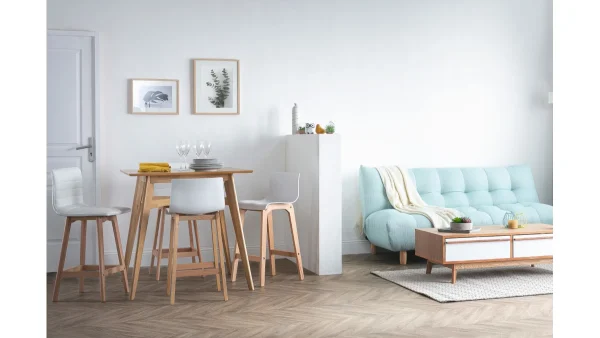 a Prix Discount Tabouret De Bar Design Bois Et Bleu Canard 65 Cm (lot De 2) EMMA 9