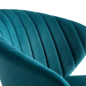 Tabouret De Bar Design En Tissu Velours Gaufré Bleu Pétrole H78 Cm DALLY pas cher marque 15