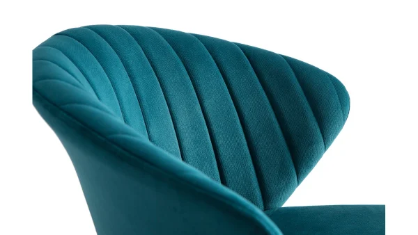Tabouret De Bar Design En Tissu Velours Gaufré Bleu Pétrole H78 Cm DALLY pas cher marque 5