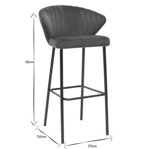 Tabouret De Bar Design En Tissu Velours Gaufré Bleu Pétrole H78 Cm DALLY pas cher marque 19