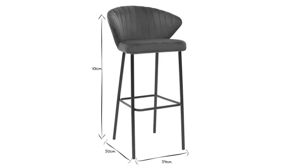 Tabouret De Bar Design En Tissu Velours Gaufré Bleu Pétrole H78 Cm DALLY pas cher marque 7