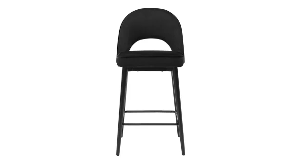vente luxe pas cher Tabouret De Bar Design En Velours Noir Et Métal H69 Cm BELLEROSE 1