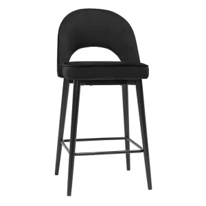vente luxe pas cher Tabouret De Bar Design En Velours Noir Et Métal H69 Cm BELLEROSE 12