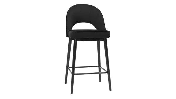 vente luxe pas cher Tabouret De Bar Design En Velours Noir Et Métal H69 Cm BELLEROSE 3