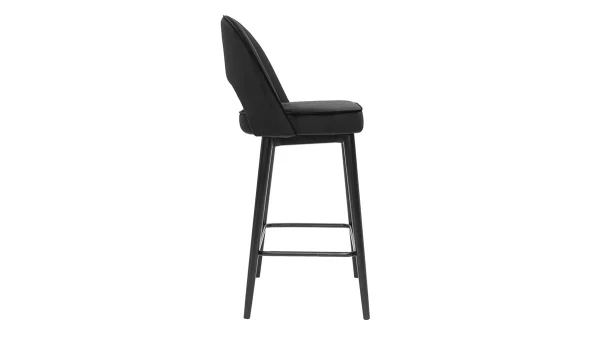 vente luxe pas cher Tabouret De Bar Design En Velours Noir Et Métal H69 Cm BELLEROSE 4