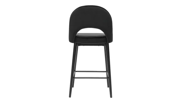 vente luxe pas cher Tabouret De Bar Design En Velours Noir Et Métal H69 Cm BELLEROSE 5