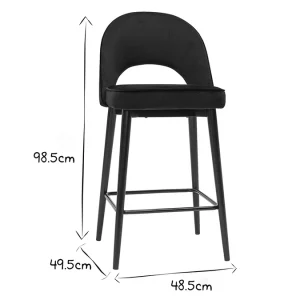 vente luxe pas cher Tabouret De Bar Design En Velours Noir Et Métal H69 Cm BELLEROSE 22