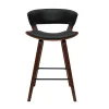 boutique en ligne france Tabouret De Bar Design Noir Et Bois Foncé H65 Cm SYRAH 28