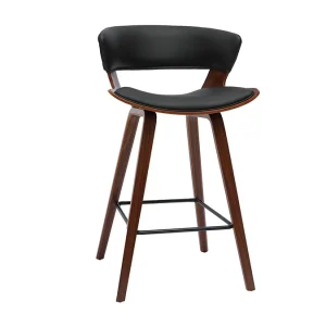 boutique en ligne france Tabouret De Bar Design Noir Et Bois Foncé H65 Cm SYRAH 10