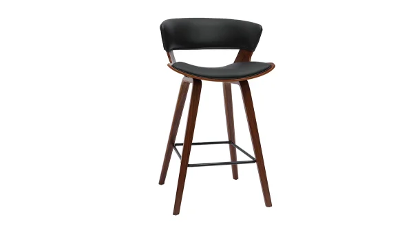 boutique en ligne france Tabouret De Bar Design Noir Et Bois Foncé H65 Cm SYRAH 3
