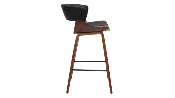 boutique en ligne france Tabouret De Bar Design Noir Et Bois Foncé H65 Cm SYRAH 4