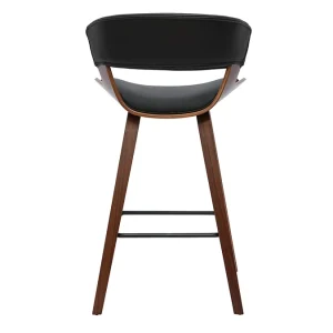boutique en ligne france Tabouret De Bar Design Noir Et Bois Foncé H65 Cm SYRAH 14