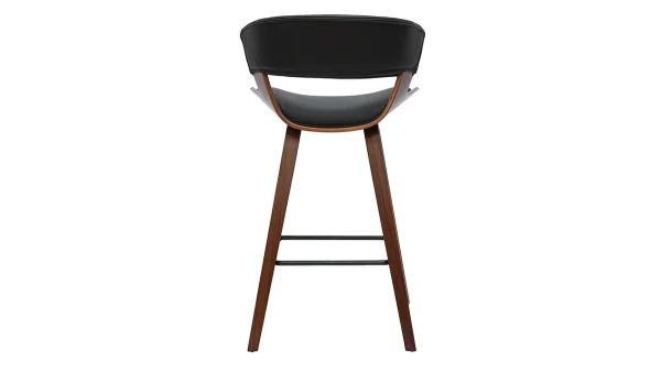 boutique en ligne france Tabouret De Bar Design Noir Et Bois Foncé H65 Cm SYRAH 5
