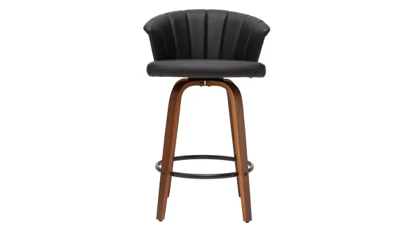 luxe soldes Tabouret De Bar Design Pivotant Noir Et Bois Foncé H65cm ALBIN 1