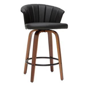 luxe soldes Tabouret De Bar Design Pivotant Noir Et Bois Foncé H65cm ALBIN 11