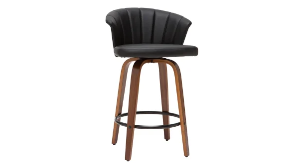 luxe soldes Tabouret De Bar Design Pivotant Noir Et Bois Foncé H65cm ALBIN 3