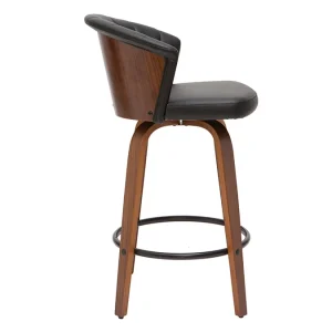 luxe soldes Tabouret De Bar Design Pivotant Noir Et Bois Foncé H65cm ALBIN 13