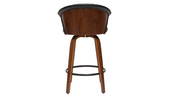 luxe soldes Tabouret De Bar Design Pivotant Noir Et Bois Foncé H65cm ALBIN 5