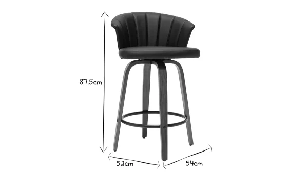 luxe soldes Tabouret De Bar Design Pivotant Noir Et Bois Foncé H65cm ALBIN 7
