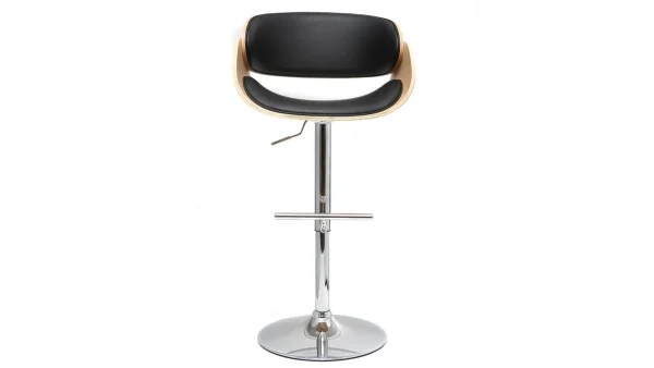 Tabouret De Bar Design Réglable Noir Et Bois Clair BENT site officiel 1