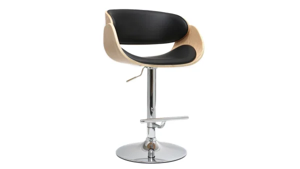 Tabouret De Bar Design Réglable Noir Et Bois Clair BENT site officiel 4