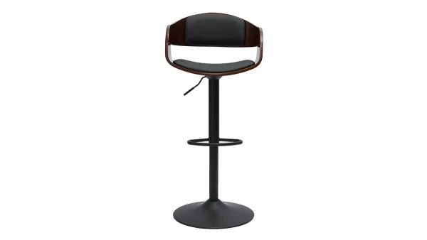 qualité d’originales Tabouret De Bar Design Réglable Noir Et Bois Foncé EUSTACHE 1