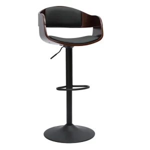 qualité d’originales Tabouret De Bar Design Réglable Noir Et Bois Foncé EUSTACHE 10