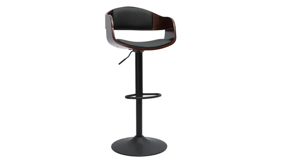 qualité d’originales Tabouret De Bar Design Réglable Noir Et Bois Foncé EUSTACHE 3