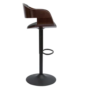 qualité d’originales Tabouret De Bar Design Réglable Noir Et Bois Foncé EUSTACHE 12