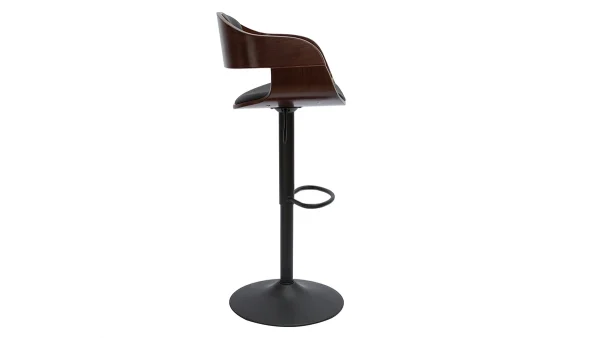 qualité d’originales Tabouret De Bar Design Réglable Noir Et Bois Foncé EUSTACHE 4