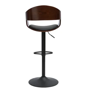 qualité d’originales Tabouret De Bar Design Réglable Noir Et Bois Foncé EUSTACHE 14