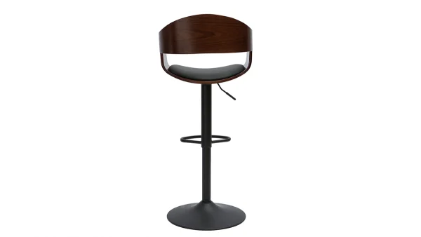 qualité d’originales Tabouret De Bar Design Réglable Noir Et Bois Foncé EUSTACHE 5
