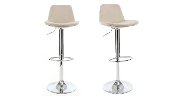 ultratendance Tabouret De Bar Design Tissu Naturel Lot De 2 ZACK 1