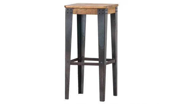 Tabouret De Bar Industriel Acier Et Manguier Massif H75 Cm MADISON 3