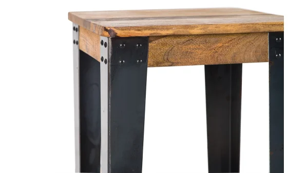 Tabouret De Bar Industriel Acier Et Manguier Massif H75 Cm MADISON 4