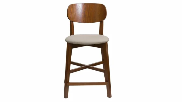 Pas Cher soldes France Tabouret De Bar Noyer Et Assise Marron Glacé H65 Cm LUCIA 1