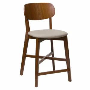 Pas Cher soldes France Tabouret De Bar Noyer Et Assise Marron Glacé H65 Cm LUCIA 10