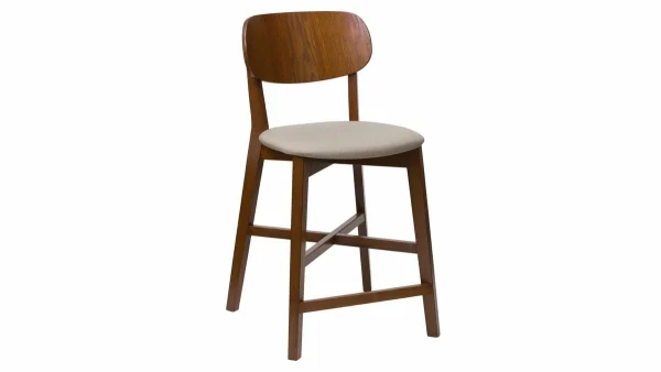 Pas Cher soldes France Tabouret De Bar Noyer Et Assise Marron Glacé H65 Cm LUCIA 3