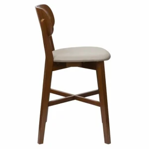 Pas Cher soldes France Tabouret De Bar Noyer Et Assise Marron Glacé H65 Cm LUCIA 12