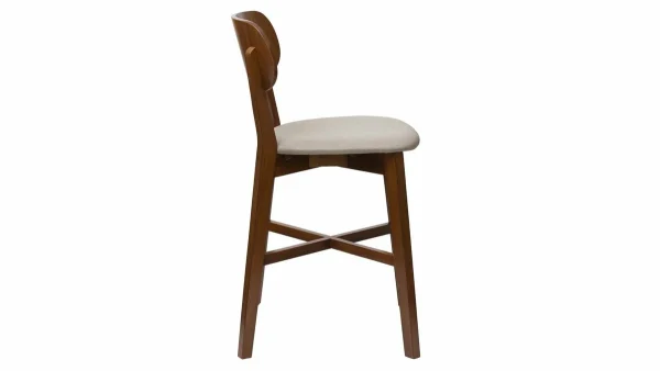 Pas Cher soldes France Tabouret De Bar Noyer Et Assise Marron Glacé H65 Cm LUCIA 4