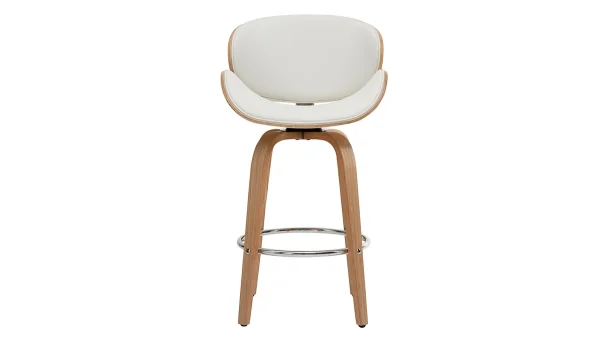 à prix très bas Tabouret De Bar Pivotant Blanc Et Bois Clair 65 Cm WALNUT 1