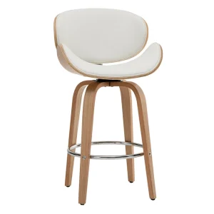 à prix très bas Tabouret De Bar Pivotant Blanc Et Bois Clair 65 Cm WALNUT 11