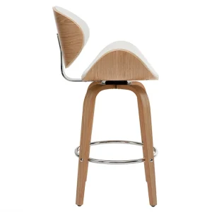 à prix très bas Tabouret De Bar Pivotant Blanc Et Bois Clair 65 Cm WALNUT 13