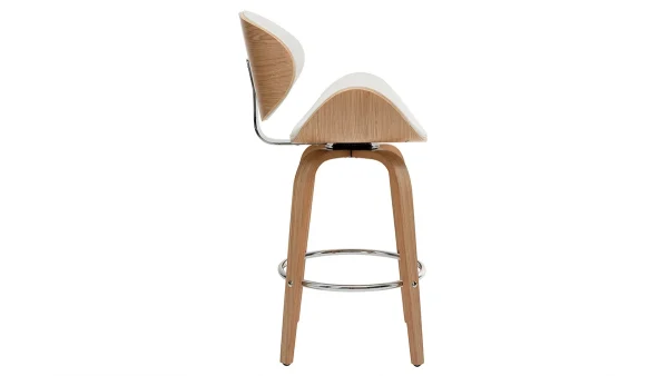 à prix très bas Tabouret De Bar Pivotant Blanc Et Bois Clair 65 Cm WALNUT 4